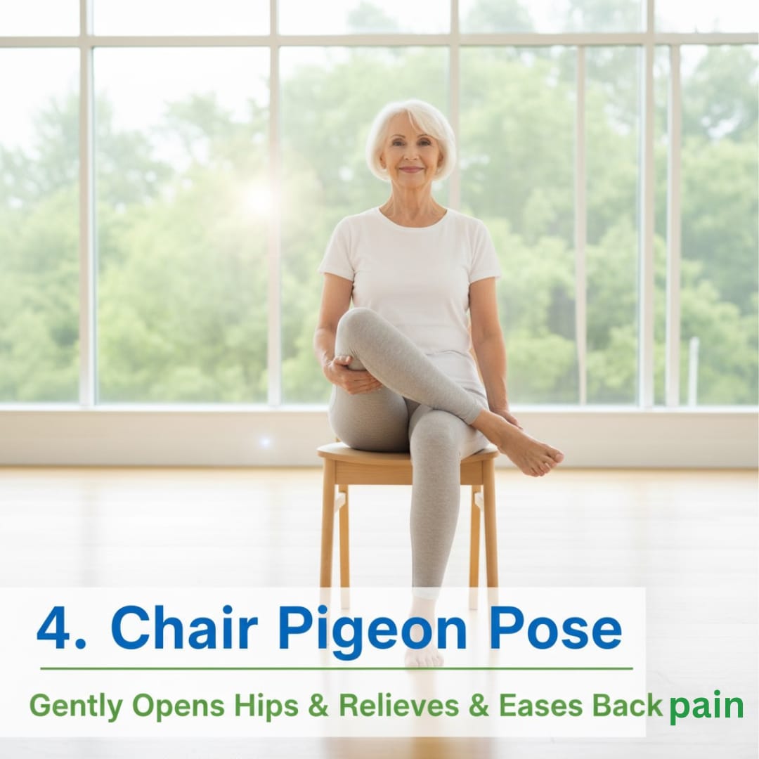 Chair Pigeon Pose (Seated Eka Pada Rajakapotasana Variation)