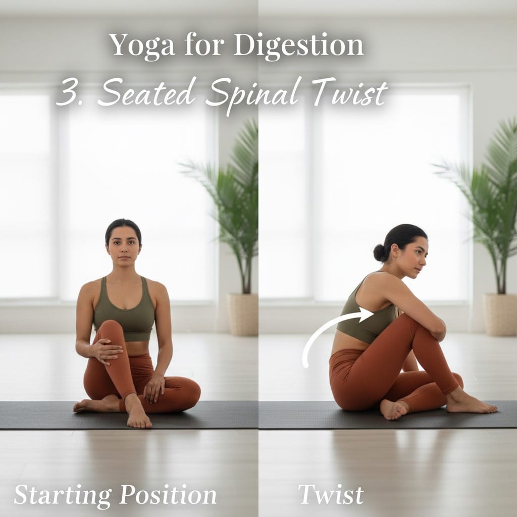 Seated Spinal Twist (Ardha Matsyendrasana variation)