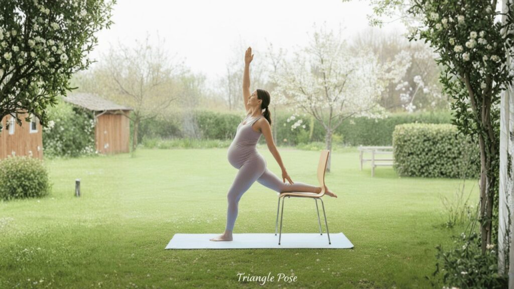 Triangle Pose (Trikonasana) yoga for pregnancy